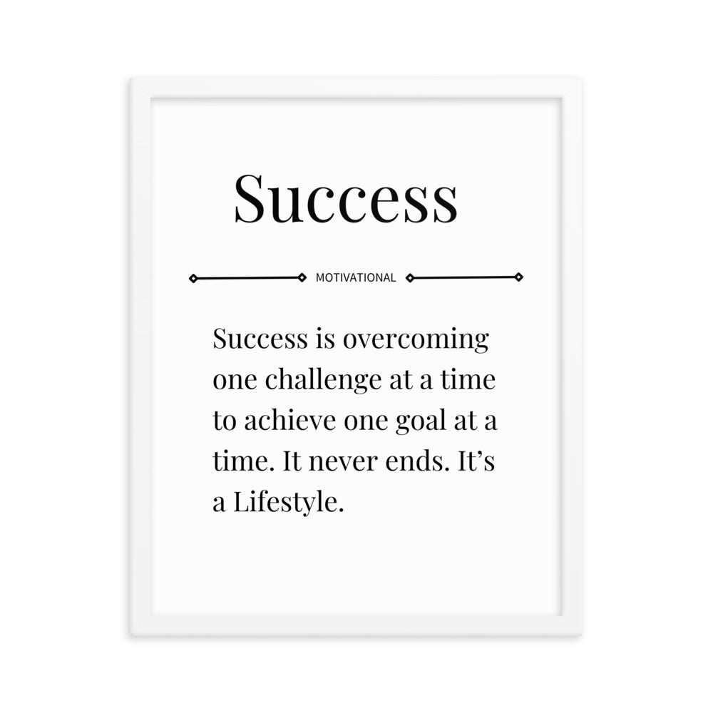 Success Motivational Poster (With Frame) - Motivational Wonders