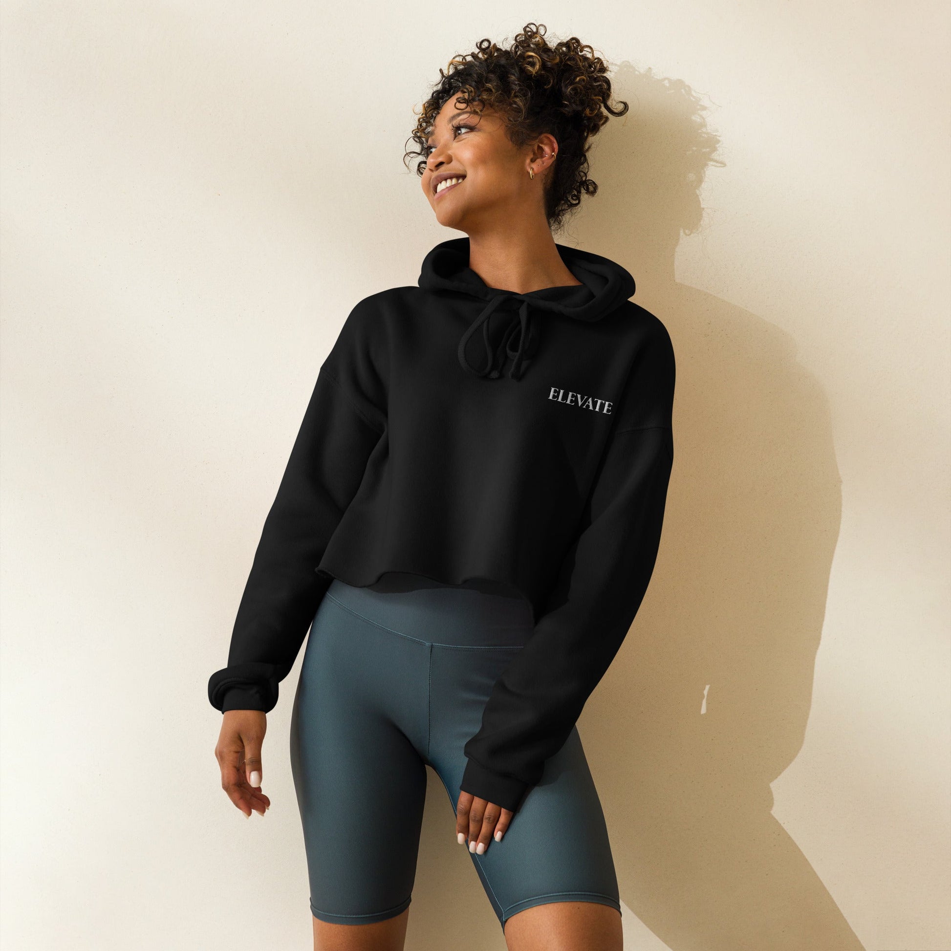 "ELEVATE" Cropped Hoodie for Women - Motivational Wonders LLC