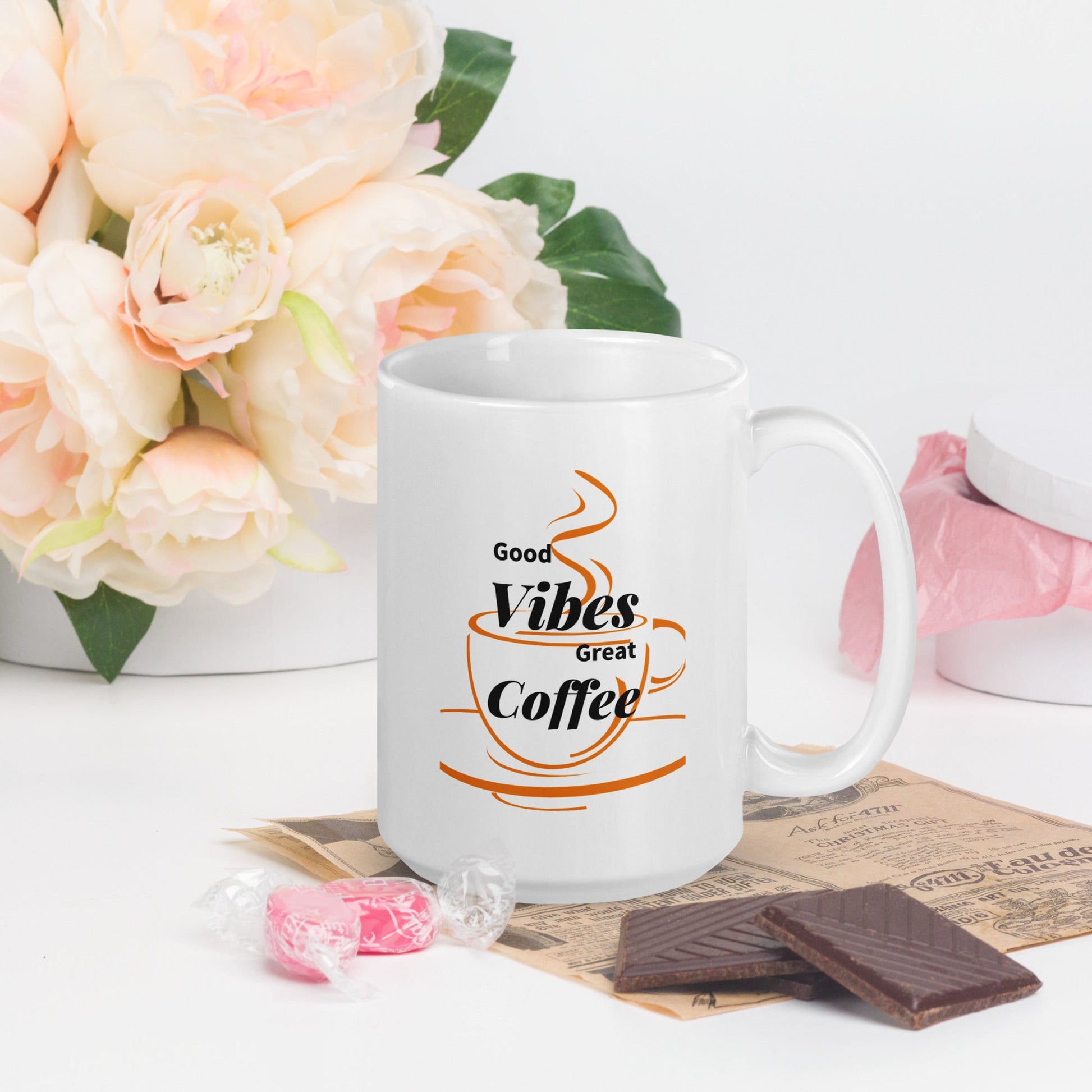 "Good Vibes" White Ceramic Mug - Motivational Wonders LLC