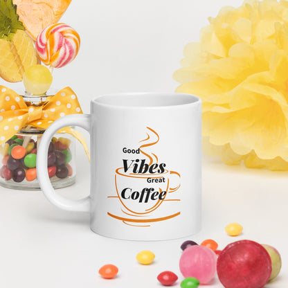 “Good Vibes” White Ceramic Mug - Motivational Wonders LLC