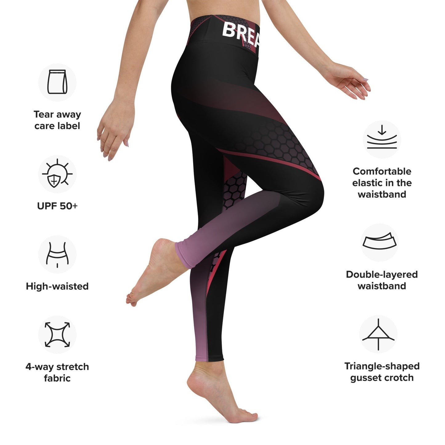 "INSPIFLEX" Yoga Leggings (BREATHE) - Motivational Wonders LLC