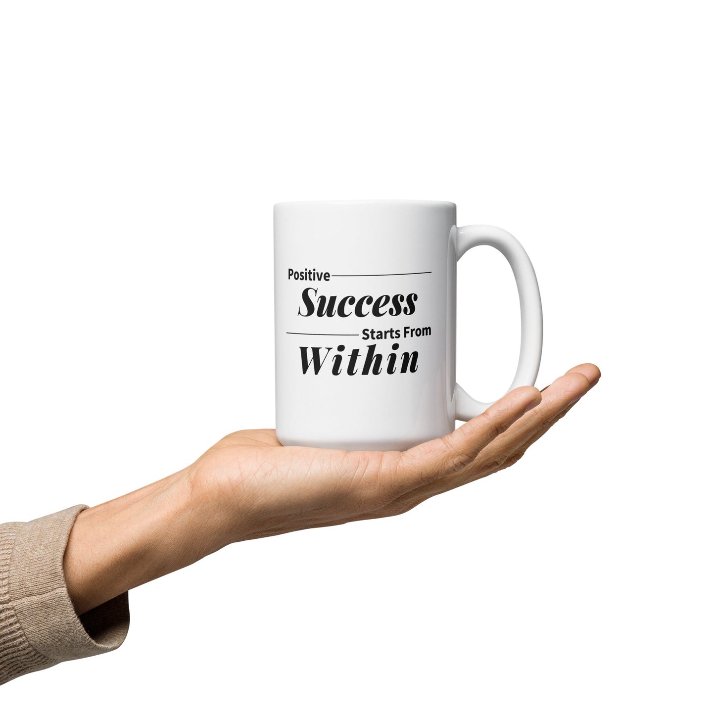 "Positive Success" White Ceramic Mug - Motivational Wonders LLC