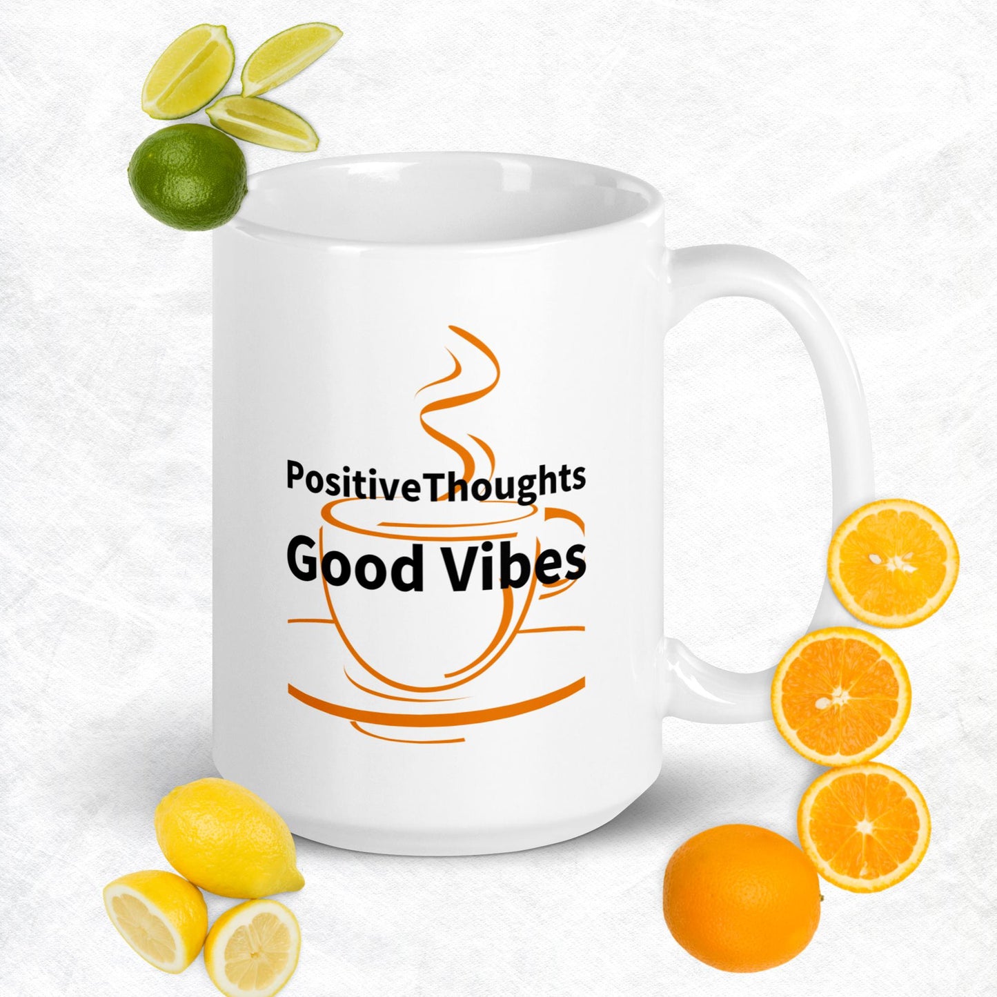 "Positive Thoughts" White Ceramic Mug - Motivational Wonders LLC