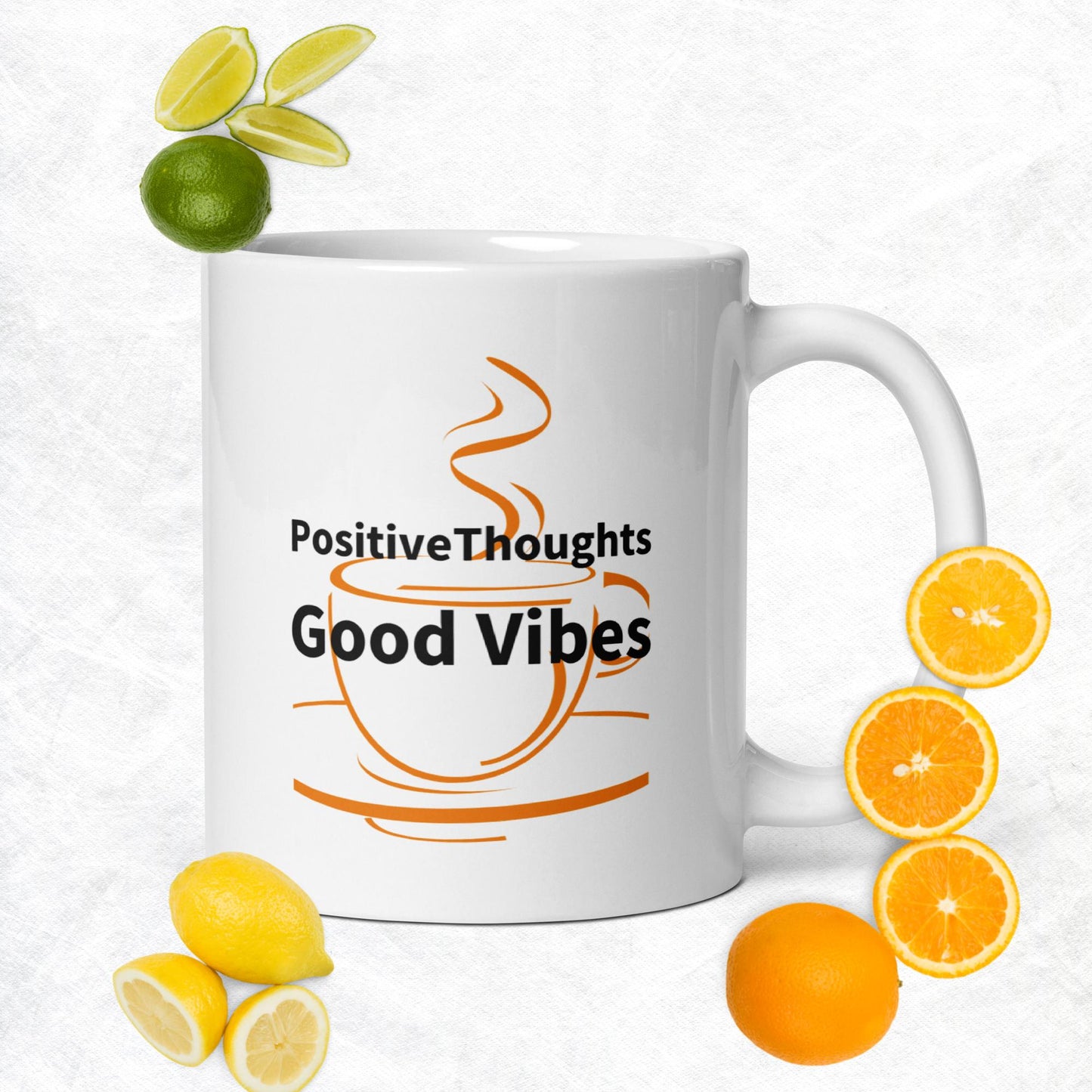 "Positive Thoughts" White Ceramic Mug - Motivational Wonders LLC