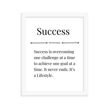 Success Motivational Poster (With Frame) - Motivational Wonders