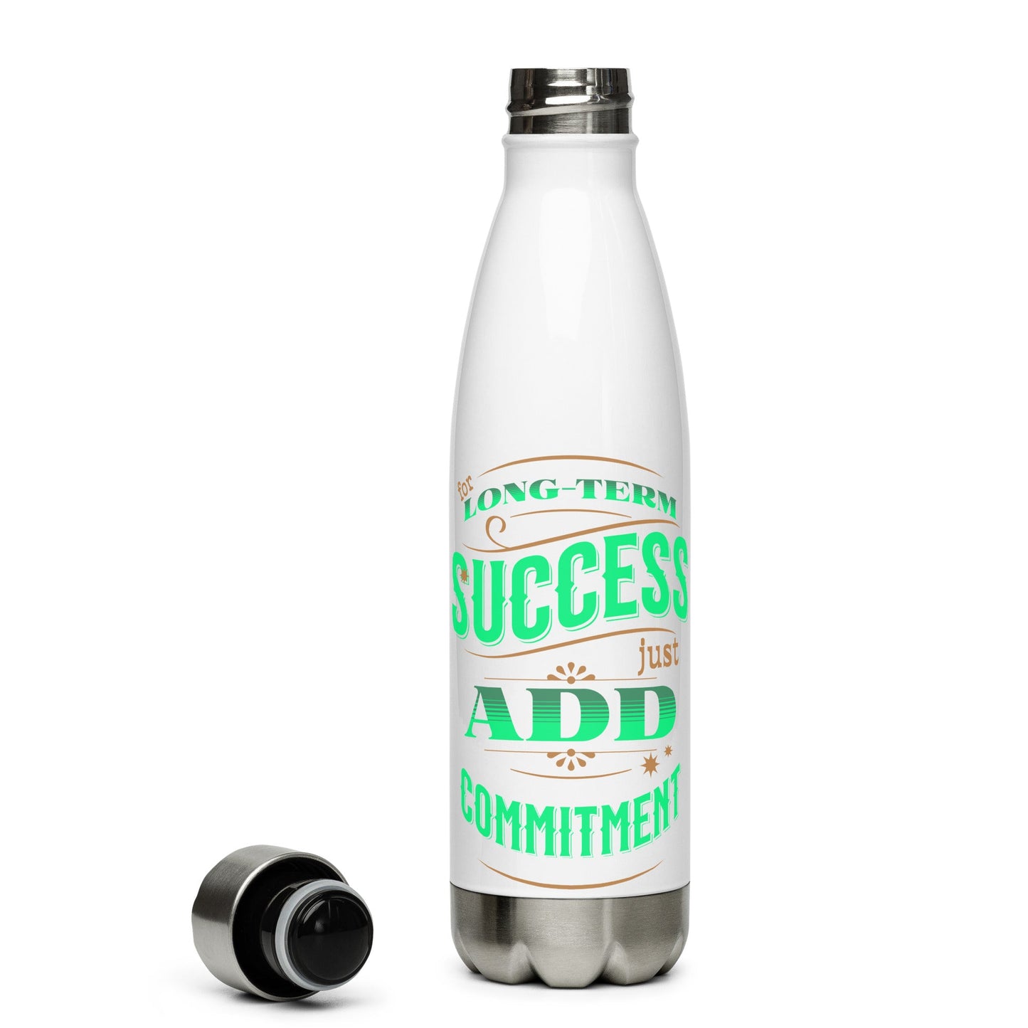 The Motivator Stainless Stainless Steel Water Bottle (Add Commitment) - Motivational Wonders